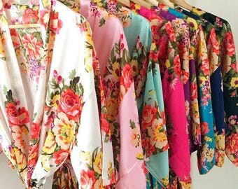 bridesmaid robes, floral bridesmaid robes , bridesmaid kimono robes, satin bridesmaid robes , bridesmaid gift , bridal party robe