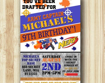 Ner Gun Invitation,Nerf Gun Birthday,Nerf Gun Birthday Invitation,Nerf Gun Party,Nerf Gun Birthday Party,Nerf Gun Printable,Nerf Gun-SL001