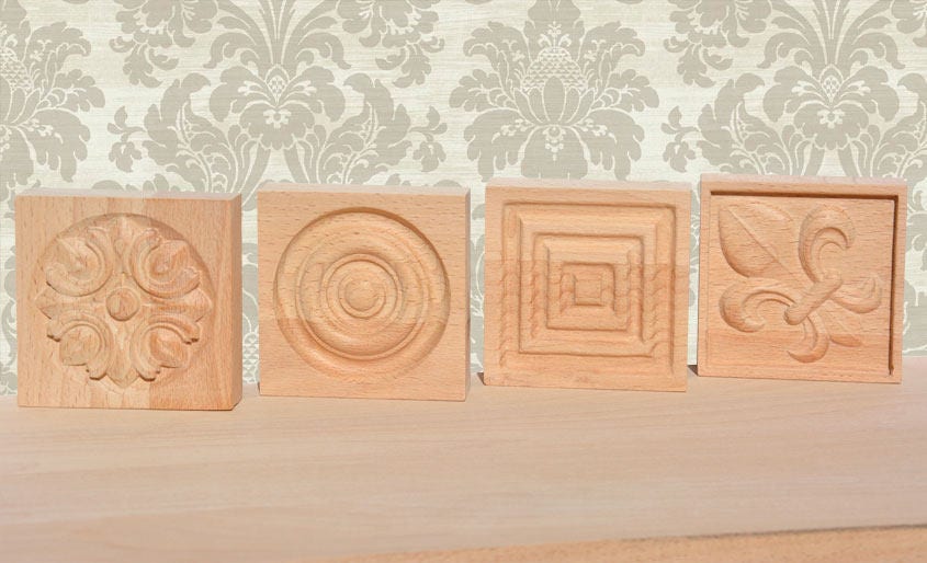 Classic style wood rosette door trim blocks window trim