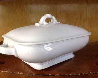Antique H & Co L Haviland Limoges Porcelain Tureen with Lid