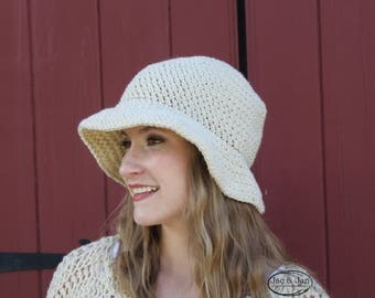 Crochet PATTERN Turquoise Summer Hat With Flower Floppy Hat