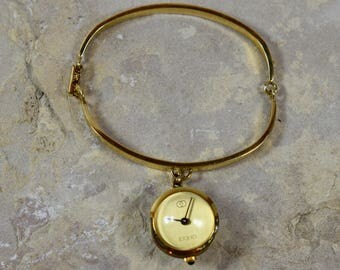 Vintage Gucci Ball Watch, Enameled Gucci Watch, Green and Red Gucci Globe Watch, Gucci Pendant Watch, Gucci Collector Gift, Wrist Watch