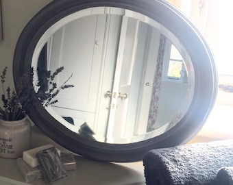 NOW SOLD ** Vintage Oval Bevelled Mirror Hand Painted