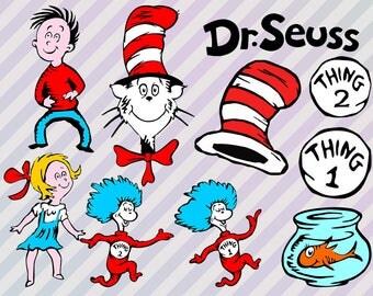 Dr Seuss Svg Bundle, Cat in the Hat Svg, dxf, eps, png Clip Art files. Dr Seuss Cut files, Thing 1 thing 2 Svg Clip art, decal design, Png.