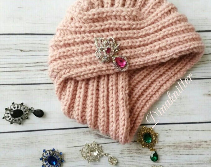 Turban. Knitted turban. Wool turban. Winter hat. Headwrap hat. Headband. Womens hat. Powder color turban