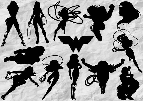 Download 13 Wonder Woman Silhouettes Wonder Woman SVG cut files