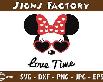 Minnie Mouse Love Time SVG files, Minnie svg, Minnie mouse silhouettes, Minnie mouse clipart disney svg files for silhouette cricut download