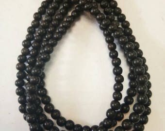 Round Tiger Ebony wood beads 8mm (10 strands)