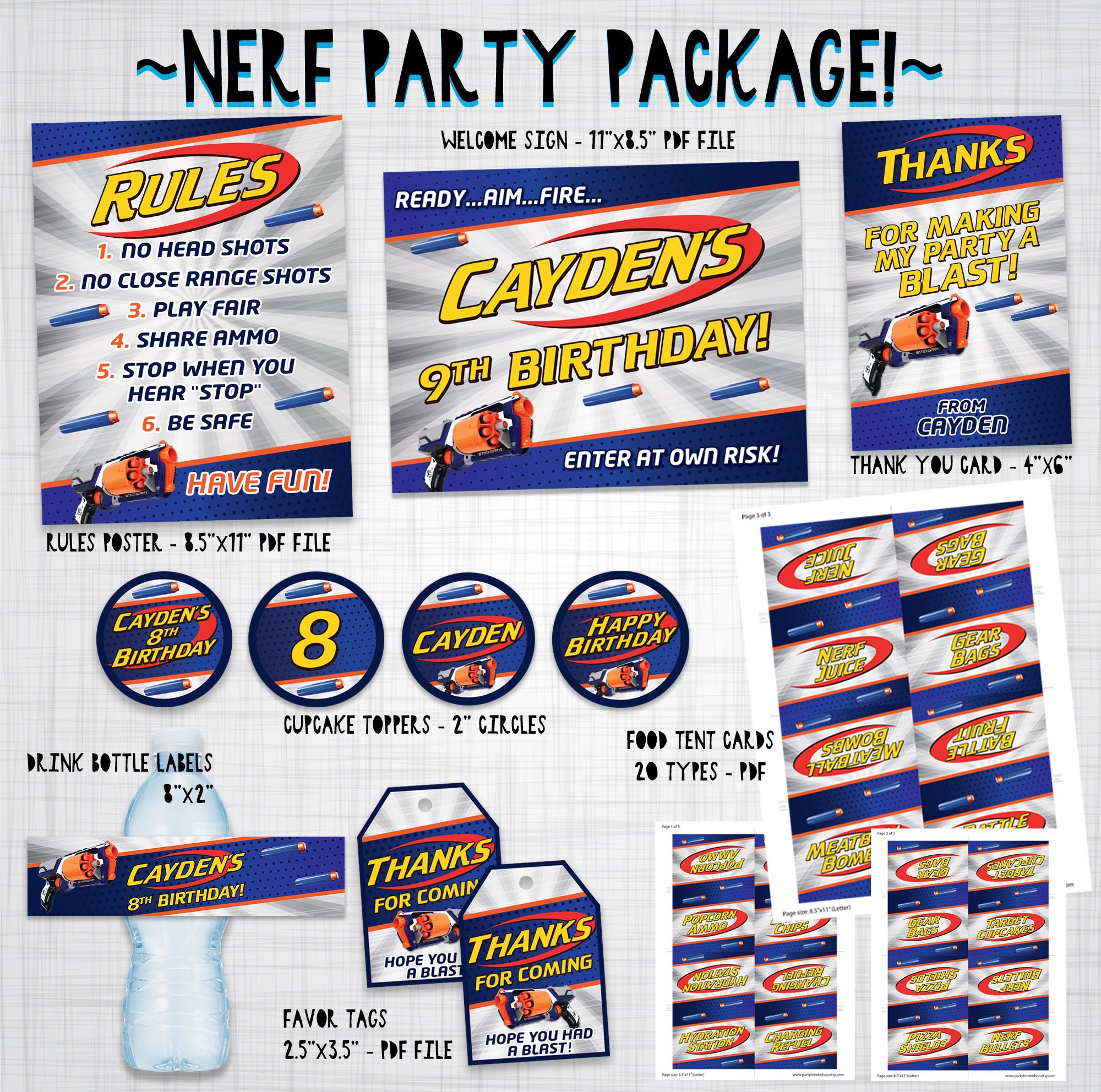 Nerf Party Printables Nerf Print Kit Printable Package
