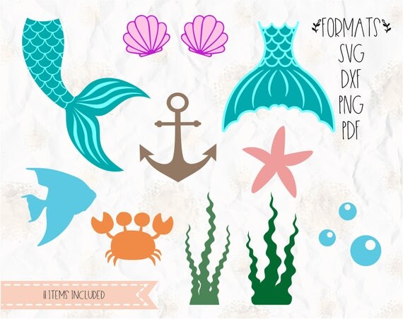 Download Mermaid tail clam shell SVG layered PNG DXF Pdf cricut