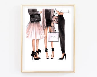 Fashion Illustration Chanel art Chanel print Fashion wall art Coco chanel art Chanel poster Chanel art print Chanel home decor Chanel girls
