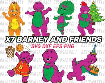 barney and friends svg, clipart, stencil, decal, png, eps, dxf, cut files, circuit, cameo silhouette