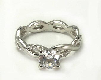 Semi Mount Infinity Design Micro Pave Set Diamond Tangled Engagement Ring Basket Center Setting 1/4 ct. t.w(center is not included)
