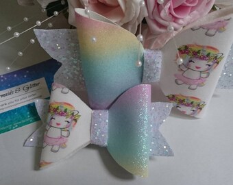 Big sister little sister fox glitter hair bow set