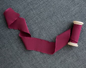 Burgundy Wine Silk Ribbon; Crepe de Chine Silk; Wedding bridal bouquet, invitations, wedding favors, wedding photography styling