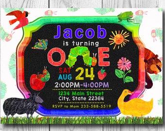 Very Hungry Caterpillar Invitation - Very Hungry CaterpillarBirthday Party Invitation, Hungry Caterpillar Birthday Party