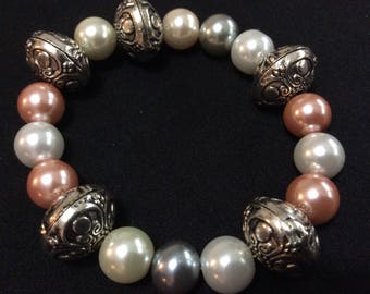 Stretchy multi color glass beaded bracelet