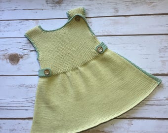 Organic cotton knitted baby dress 6-12m
