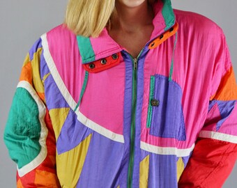 80s Ski Jacket. Funky 80s Jacket. Bright Jacket. Colorful. Geometric. 80s. 1980s. Duck Down. Ski Jacket. 80s Coat. Women. Small. Winter coat