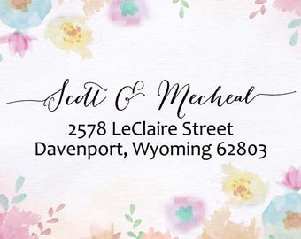 Return Address Stamp, Self Inking Preinked Address Stamp, Calligraphy Address Stamp, Wedding Address Stamp, Personalized Address Stamp NE001