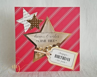Shaker Card, Birthday Card, Greeting Card, Handmade Card, 3D Card, Ocassion Card, Celebration, Gift Card