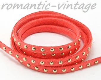 riveted suede 5mm bright coral 98 cm (approx.)