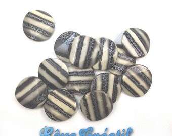 5pcs Perles Palet 27mm x 5mm en Acrylique de style craquelé Noir et Blanc