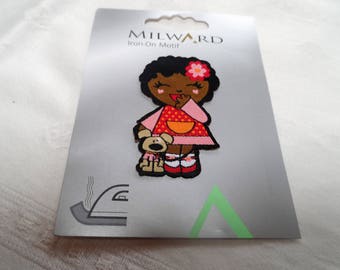 applique, patch, patch, girl, dog, child, baby patch, embroidery, clothing applique iron-on