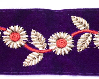 Ribbon pattern purple Floral 5.5 cm x 50 cm