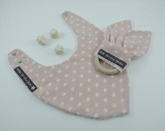 Box baby teether wooden Bunny bandana bib