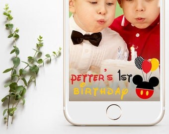 Mickey Mouse Birthday Filter, Mickey Mouse Snapchat Geofilter, Kids Birthday Snapchat Filter, Walt Disney Typography, Mickey Mouse Filter