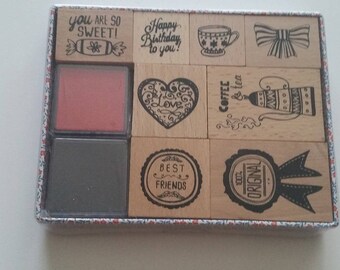 Box of wood with ink stamps