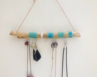 Bohemian style jewelry display: necklaces and earrings