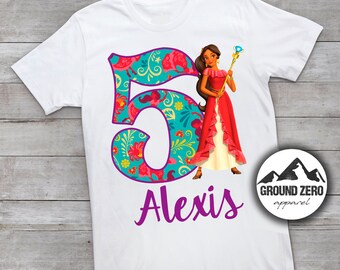 Elena Princess Birthday Shirt - Personalized with Name and Age - Elena Princess Birthday Tee - Custom Birthday Shirt