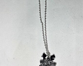 Rose necklace, flowers and genuine hematite bead