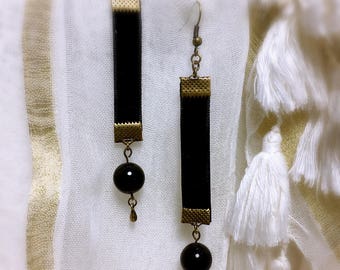 Black velvet Bohemian earring