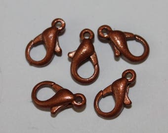 copper clasp, 6 * 10 mm, set of 5