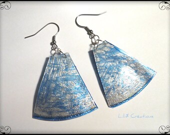 Upcycled blue and Silver earrings