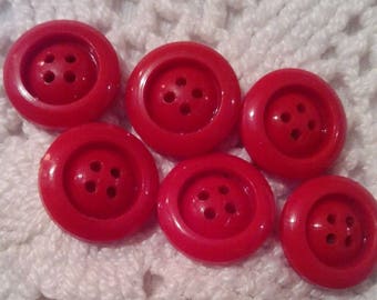 SET OF 6 VINTAGE BUTTONS 4 HOLE SCRAPBOOKING