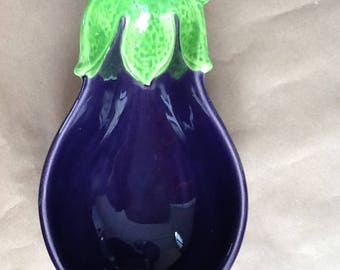 Eggplant-Shaped Ceramic Serving Bowl--Vegetable Bowl
