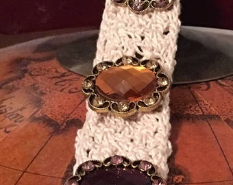 Crochet boho jeweled bracelet