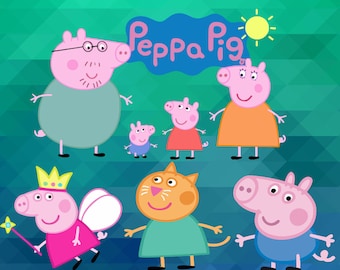Peppa Pig ClipArt – 10 (Png, Jpg, Svg, Eps Files) – 300 PPI – Peppa Pig Decoration – Peppa Pig Printables – Peppa Pig Birthday Party