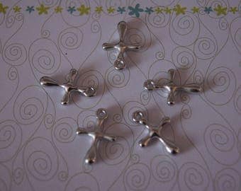 SET of 5 cross charms approximately 1.5 CM x 2.5 CM silver