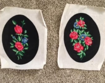 Set of 2 Needlepoint pictures of flowers