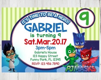 SUPER SALE -80%: Pj Masks Instant Download Invitation, Pj Masks Invitation, Pj Masks Party, Pj Masks Birthday Invitation, Pj Masks Card, pdf
