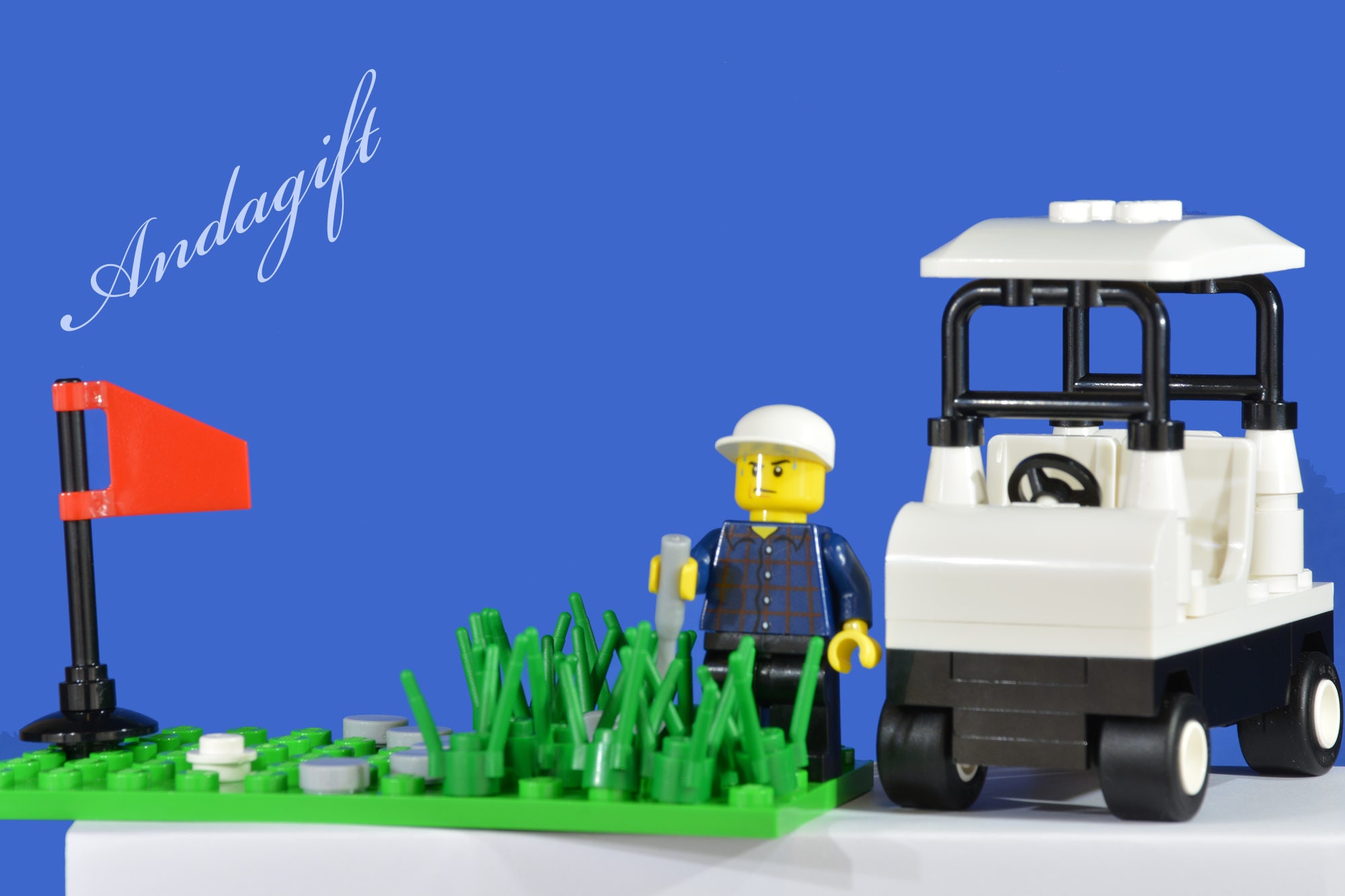 LEGO NEW golf buggy minifigure golf club flag green stuck