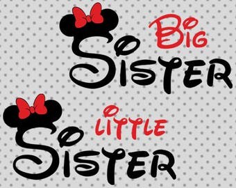 Little sister svg, Big sister svg, Disney svg, sister svg, disney cricut, sisters svg, disney minnie svg, minnie svg, big little sister
