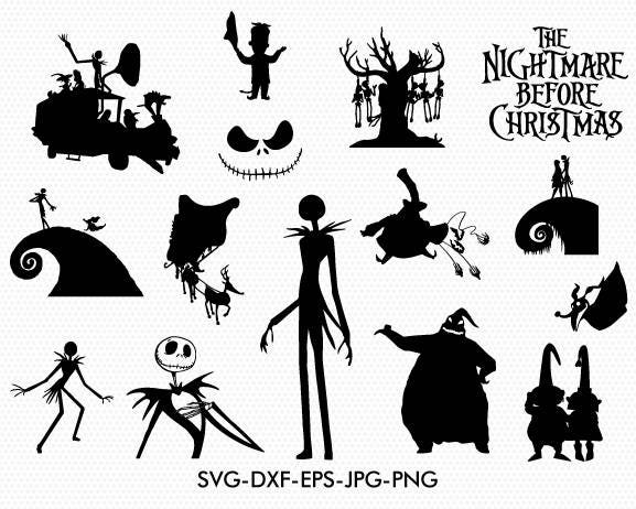 Download The nightmare before christmas silhouettes svg The nightmare