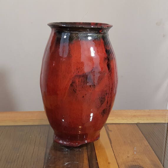 Red and black large vase