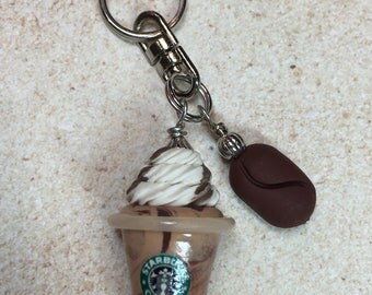 Miniature Starbucks COFFEE Drink Key Ring Charm - Handmade from My Bead Garden